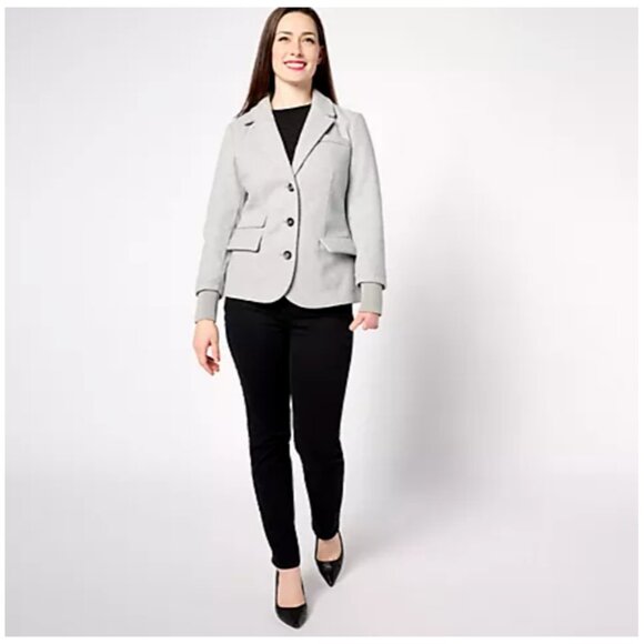 Studio Park x Amy Stran Women Jacket Sz XL Faux Wool Knit Blazer Gray A620514 - Picture 3 of 7